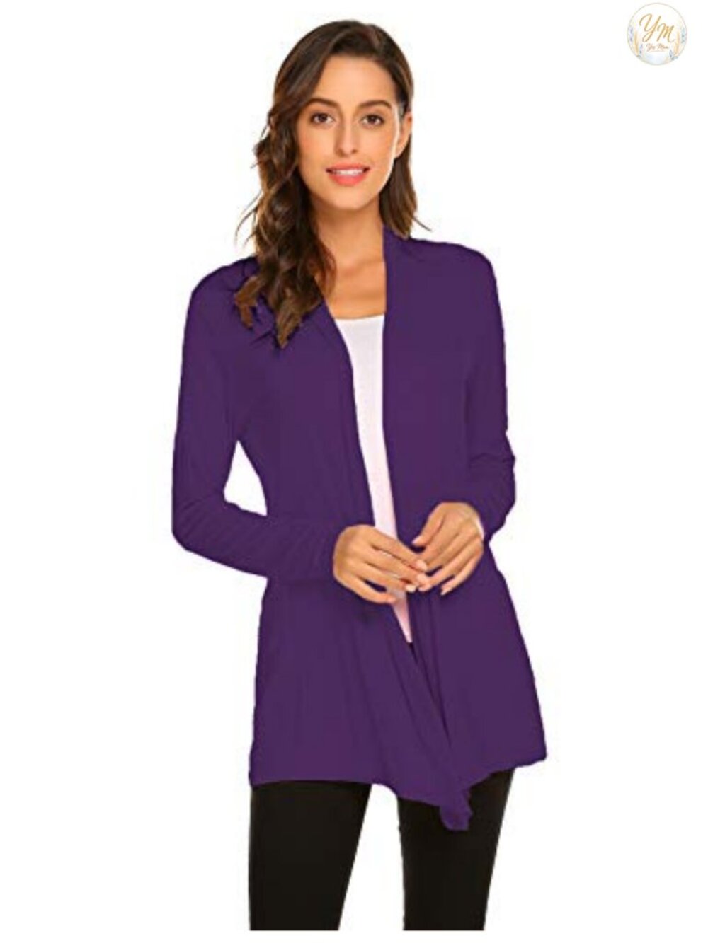 Womens Loose Open Front Lightweight Knit Cardigan Long Sleeve